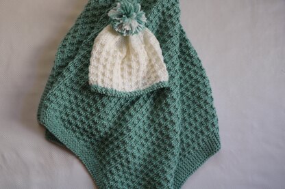 Seafoam Textured Baby Hat Blanket.