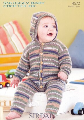 Hooded All-In-One Dress in Sirdar Snuggly Baby Crofter DK - 4572