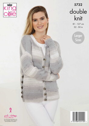Sweater and Cardigan Knitted in King Cole Beaches DK - 5732 - Downloadable PDF