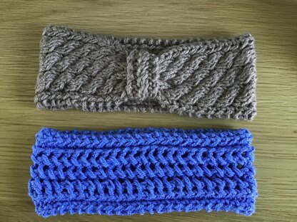 Cabled and Lacy headbands