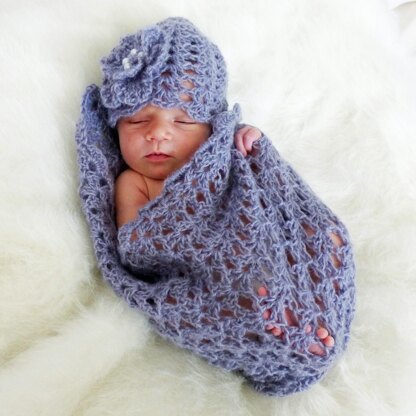 Mohair Lace Baby Blanket and Hat Set