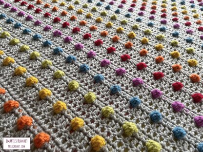 Smarties Bobble Blanket Rainbow pattern by Melu Crochet