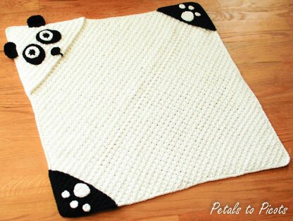 Panda Hooded Baby Towel with Attached Mitts (also makes a great blanket)