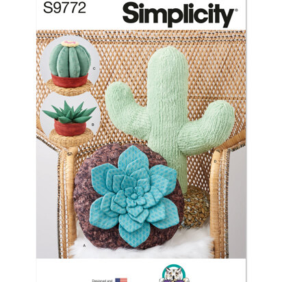 Simplicity Decorative Succulent and Cactus Plush Pillows by Carla Reiss Design S9772 - Sewing Pattern