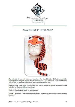 Snake Hat Novelty Photo Prop