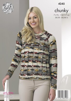Cardigan & Sweater in King Cole Big Value Multi Chunky - 4245 - Downloadable PDF