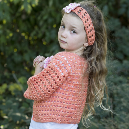 Flower Friendly Sweater & Headband in Cascade Yarns Cherub Aran & Cherub Aran Multis- A290 - Downloadable PDF