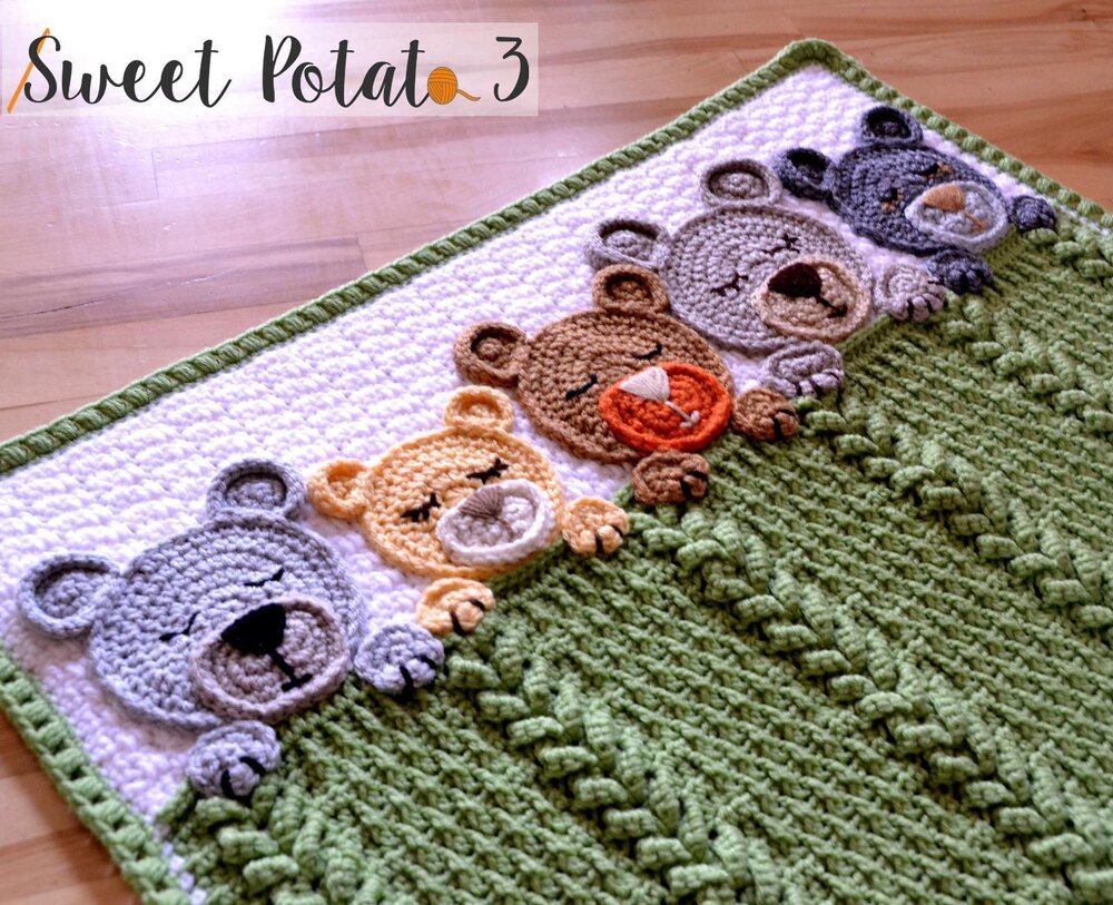 Sleep Tight Teddy Bear Blanket Lovey Crochet pattern by Sweet