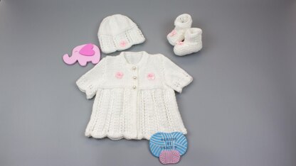 Keira Baby Cardigan, Hat & Booties knitting pattern