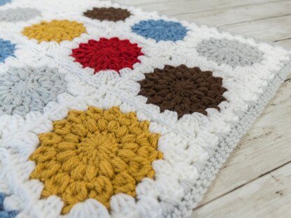 Scandanavia-ish Sunburst Granny Square Crochet Blanket
