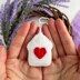 Crochet house with heart Amigurumi pattern Valentine ornament Crochet keyring charm Car hanger