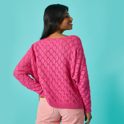 Retro Batwing Jumper - Free Sweater Knitting Pattern For Women in Paintbox Yarns Cotton 4 Ply by Paintbox Yarns