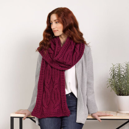 Cyclamen Cable Scarf in Valley Yarns Superwash Super Bulky - Downloadable PDF