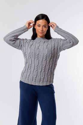 Esme Cable Jumper - Knitting Pattern for Women in MillaMia Naturally Soft Merino by MillaMia