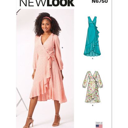 New Look Misses' Wrap Dress With Length and Sleeve Variations N6750 - Paper Pattern, Size A (10-12-14-16-18-20-22)