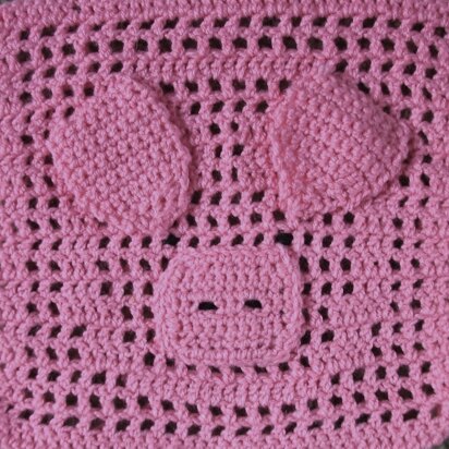 Iggy Piggy Face Filet Baby Blanket Pattern