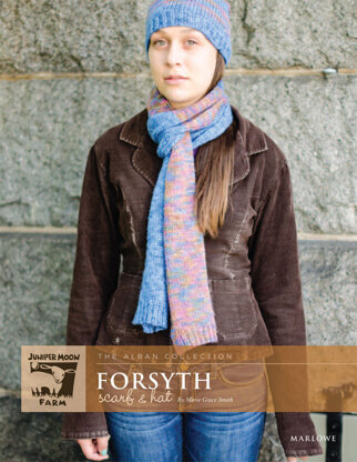 Forsyth Scarf & Hat Set in Juniper Moon Farm Marlowe Jeweltones and Marlowe Dappled