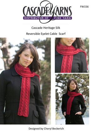 Reversible Eyelet Cable Scarf in Cascade Heritage Silk - FW156