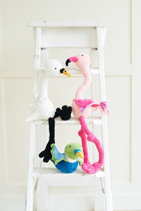 Crochet Flamingo, Swan and Duck in Stylecraft Squeeze Me DK - 10086 - Downloadable PDF