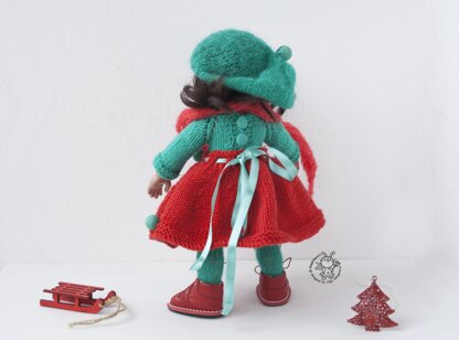 Turquoise and Scarlet outfit  for 13-14 inch dolls