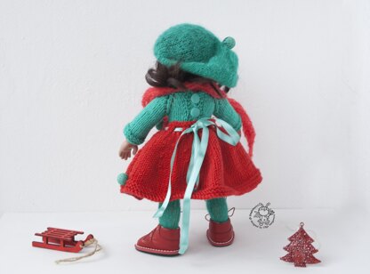 Turquoise and Scarlet outfit  for 13-14 inch dolls