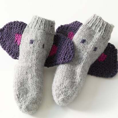 Knit Child's Elephant Socks in Lion Brand Wool-Ease