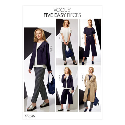 Vogue Misses' Drop-Shoulder Jackets, Belt, Top with Yokes, and Pull-On Pants V9246 - Sewing Pattern