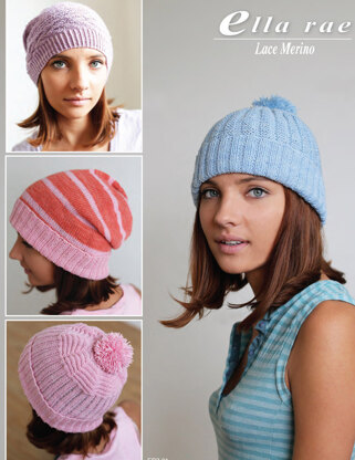 Ribbed Beanie Set in Ella Rae Lace Merino - ER7-01 - Downloadable PDF