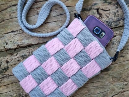 Mobile phone crossbody shoulder bag crochet pattern T3
