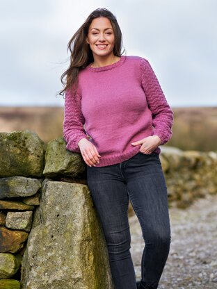 Coleen Women's Textured Sleeve Jumper By Sarah Hatton in West Yorkshire Spinners - WYS1000271 - Downloadable PDF