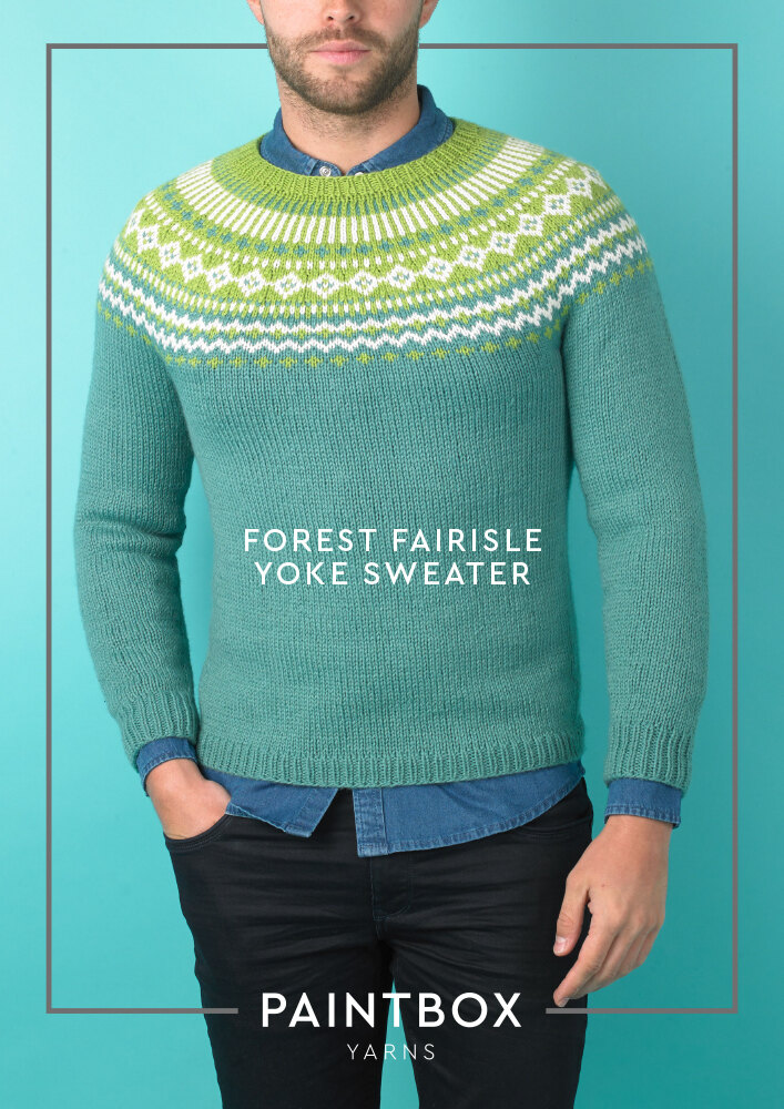 Forest Fairisle Yoke Sweater - Free Knitting Pattern For Men in Paintbox  Yarns Wool Mix Aran