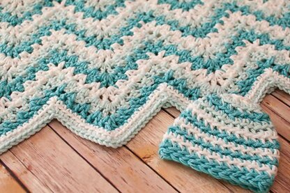 Gentle Ripple Baby Blanket and Hat