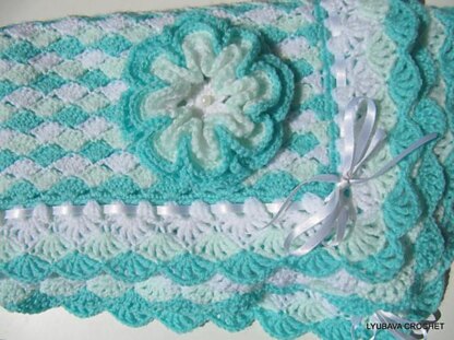 Crochet Pattern Baby Blanket "Turquoise Sea Shell" Tutorial