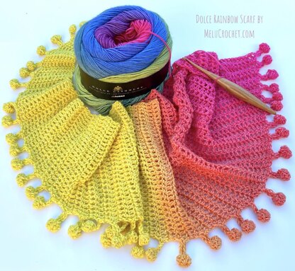 Dolce Rainbow Scarf by Melu Crochet