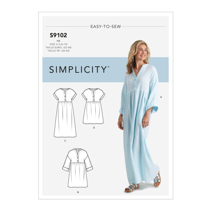 Simplicity Misses' Caftan & Dresses S9102 - Sewing Pattern