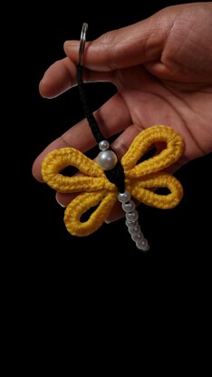 Crochet Football & Dragonfly key chain