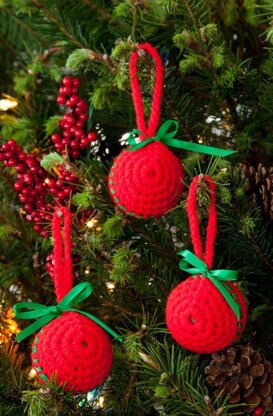Easy Classic Ball Ornaments Crochet in Red Heart Niki - LW3877EN