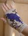 Blue Macaw in the Flowers fingerless mitts