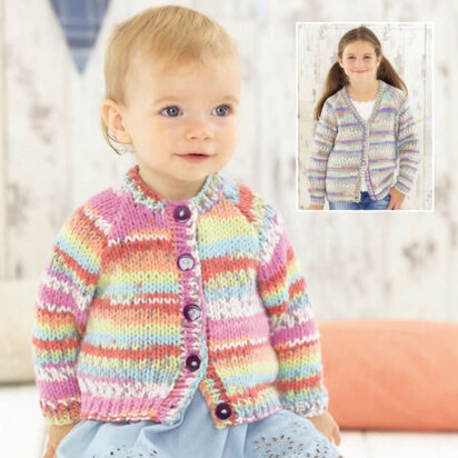 Round and V Neck Cardigans in Sirdar Snuggly Baby Crofter Chunky - 4779 - Downloadable PDF