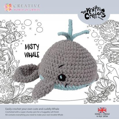 Creative World of Crafts Knitty Critters Misty der Wal Amigurumi Häkelset - 45 cm