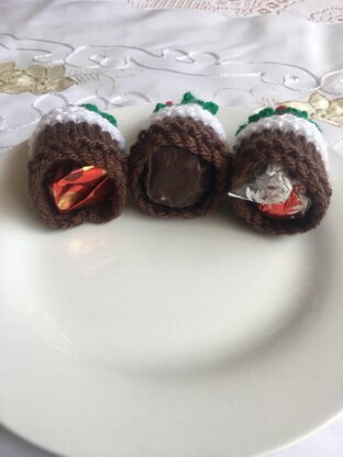 Mini Christmas Pudding & Cupcake Ferrero Lindt Chocolate Cover DK Knitting Pattern