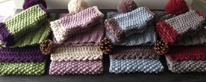 Chunky Moss Stitch Hat, Scarf and Gloves