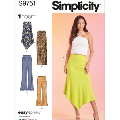Simplicity Misses' Knit Skirts and Pants in Two Lengths S9751 - Sewing Pattern