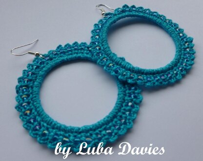 Crocheted Earrings Lacy Hoops
