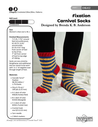 Carnival Socks in Cascade Yarns Fixation - DK412 - Downloadable PDF