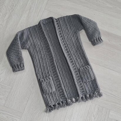 Childs Long Cardigan Crochet Pattern (Age 2-10)