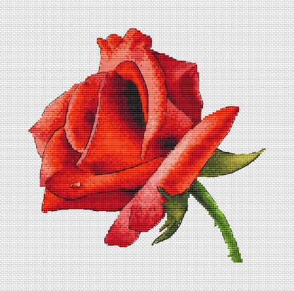 Red Rose Cross Stitch PDF Pattern