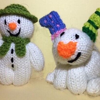 Snowman/Snowdog Decorations - knitting pattern