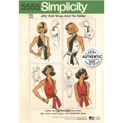 Simplicity Women’s Vintage Jiffy Knit Wrap & Tie Top 5555 - Paper Pattern, Size OS (ONE SIZE)