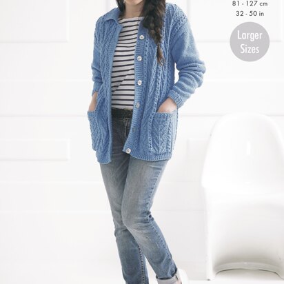 Ladies’ Jackets in King Cole Big Value Recycled Cotton Aran - 4142 - Downloadable PDF